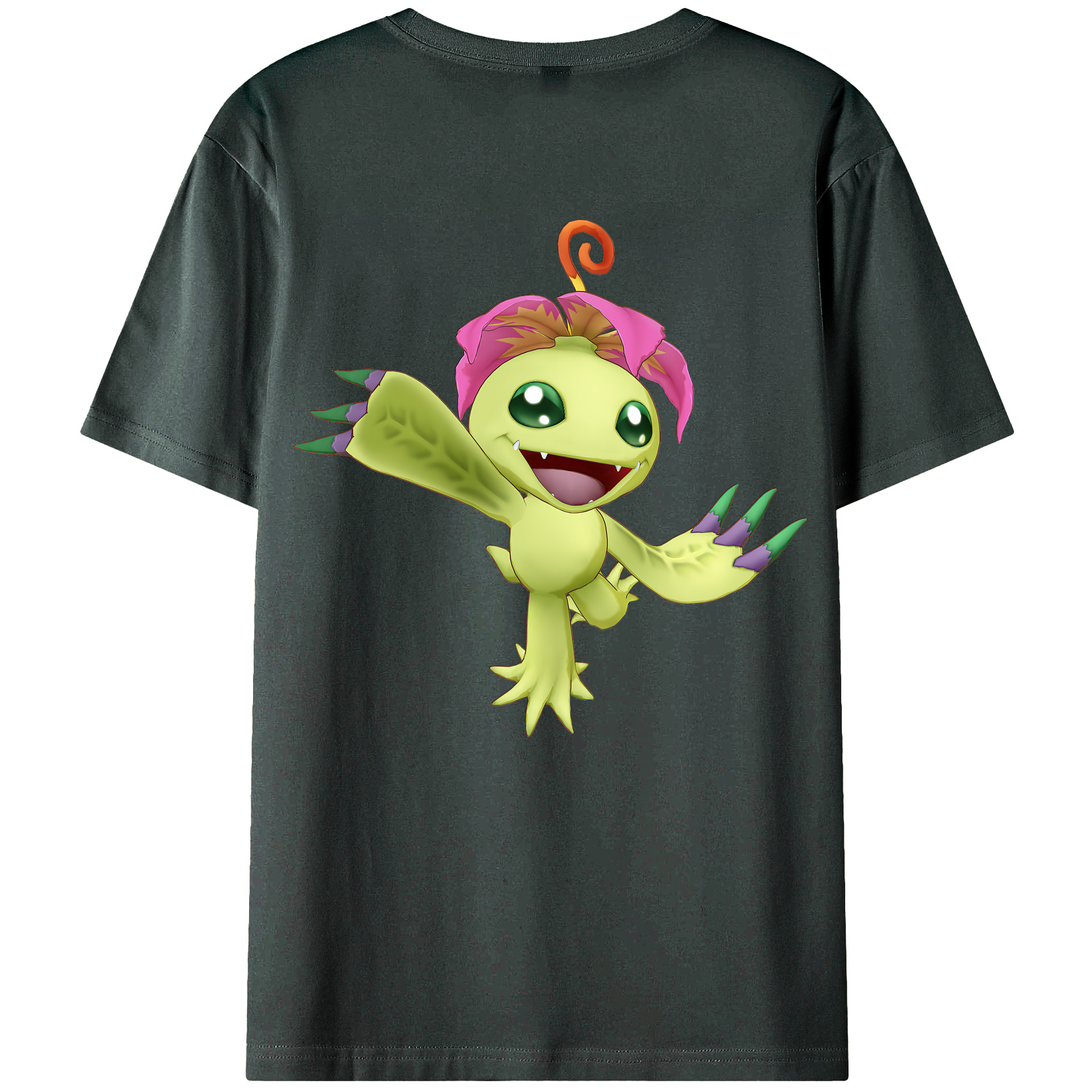 （画像用） Digimon デジタルモンスター/デジモン 綿100％ メンズ半袖Tシャツ（バックプリント） 通気性